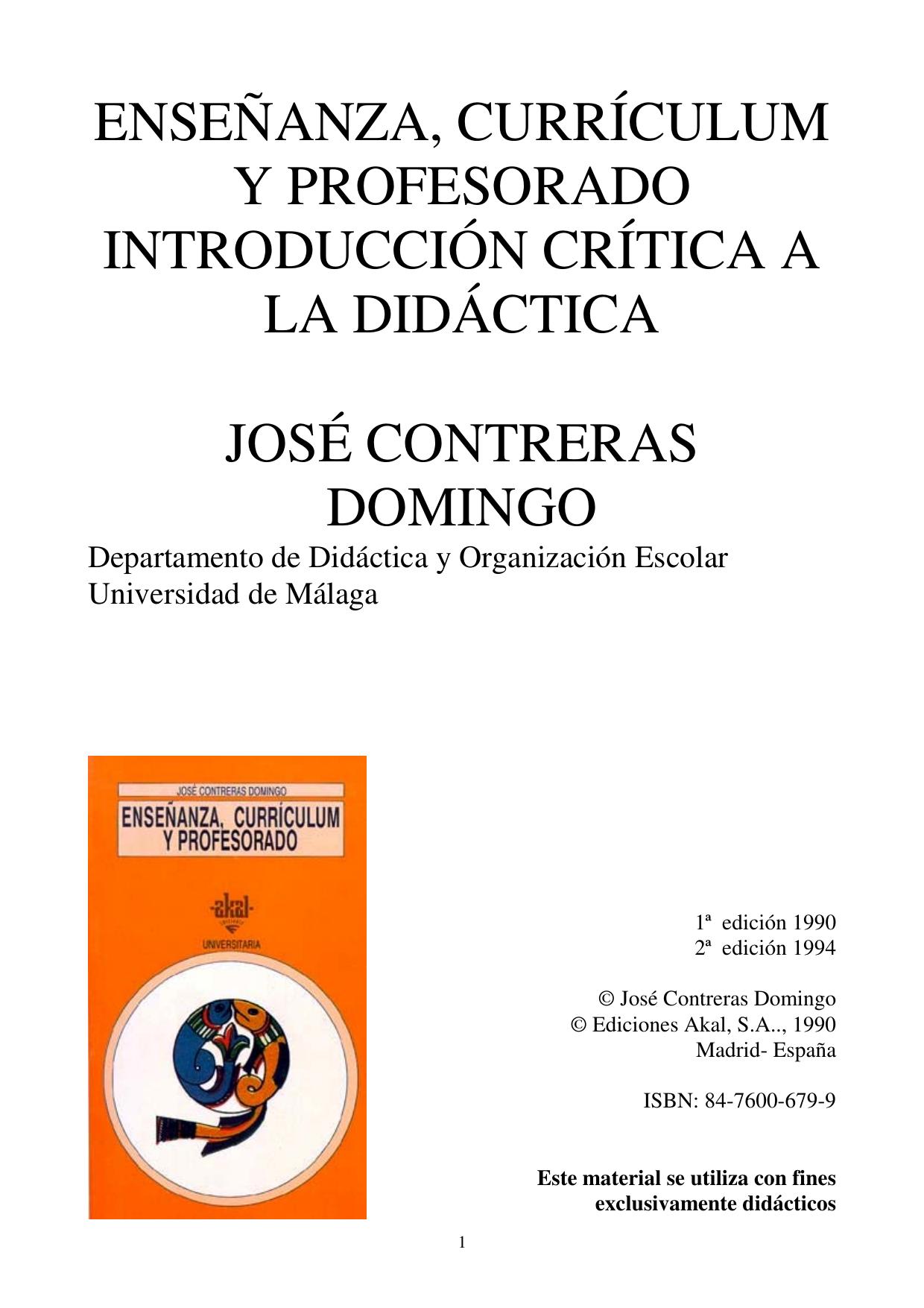 Enseñanza, curriculum y profesorado introduccion critica a la didactica